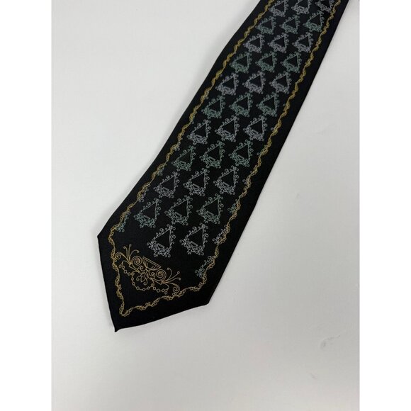 DiMoggio Mens Geometric Rare Print 100% Silk NeckTie Made in Korea Pre-owned - Picture 4 of 8